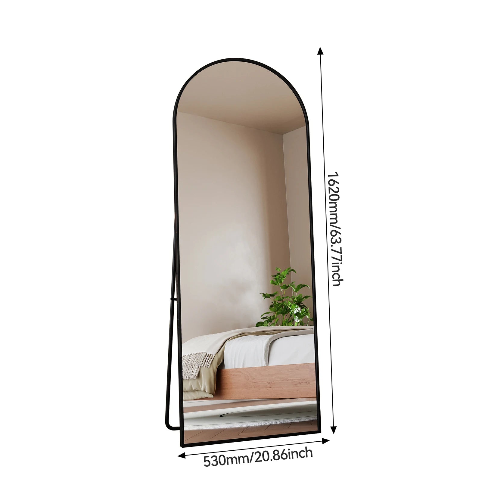 Full Body Staande Spiegel 162x53 cm - Gebogen Design