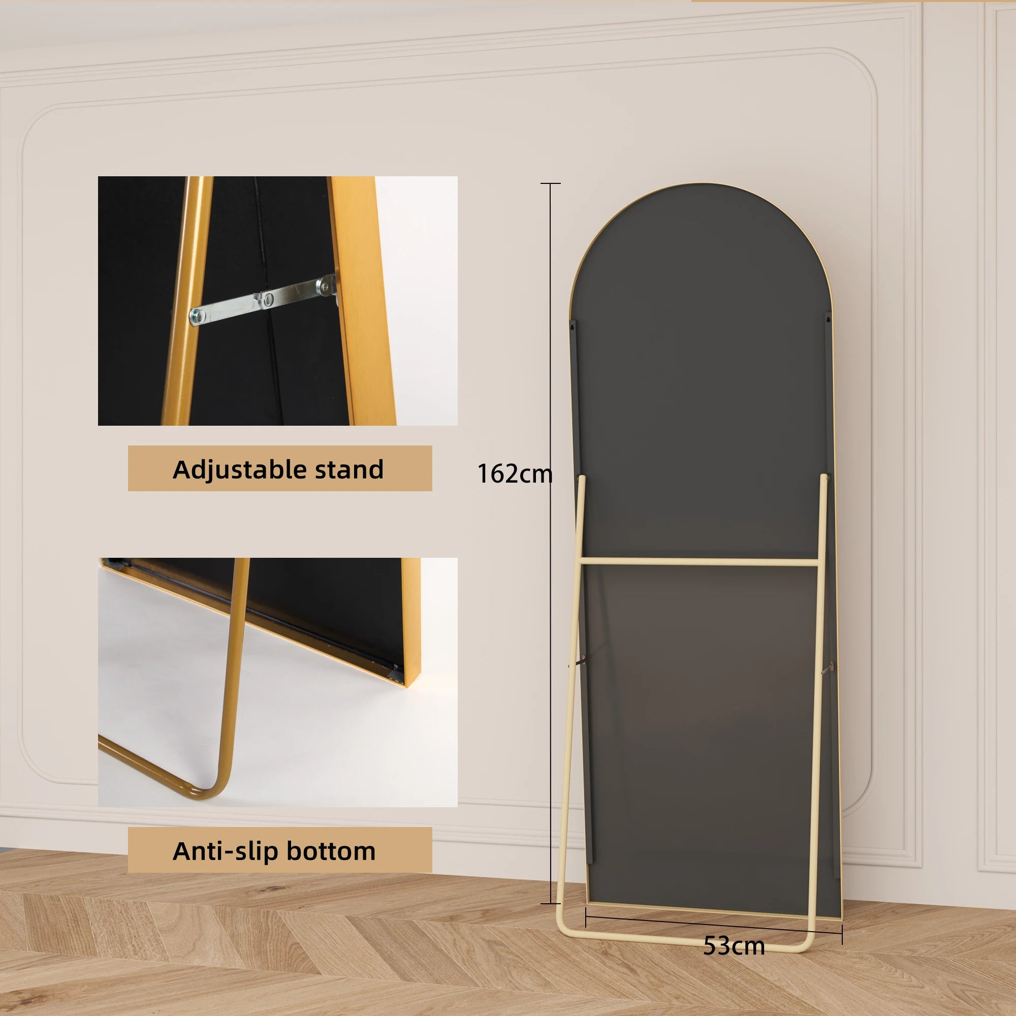 Full Body Staande Spiegel 162x53 cm - Gebogen Design