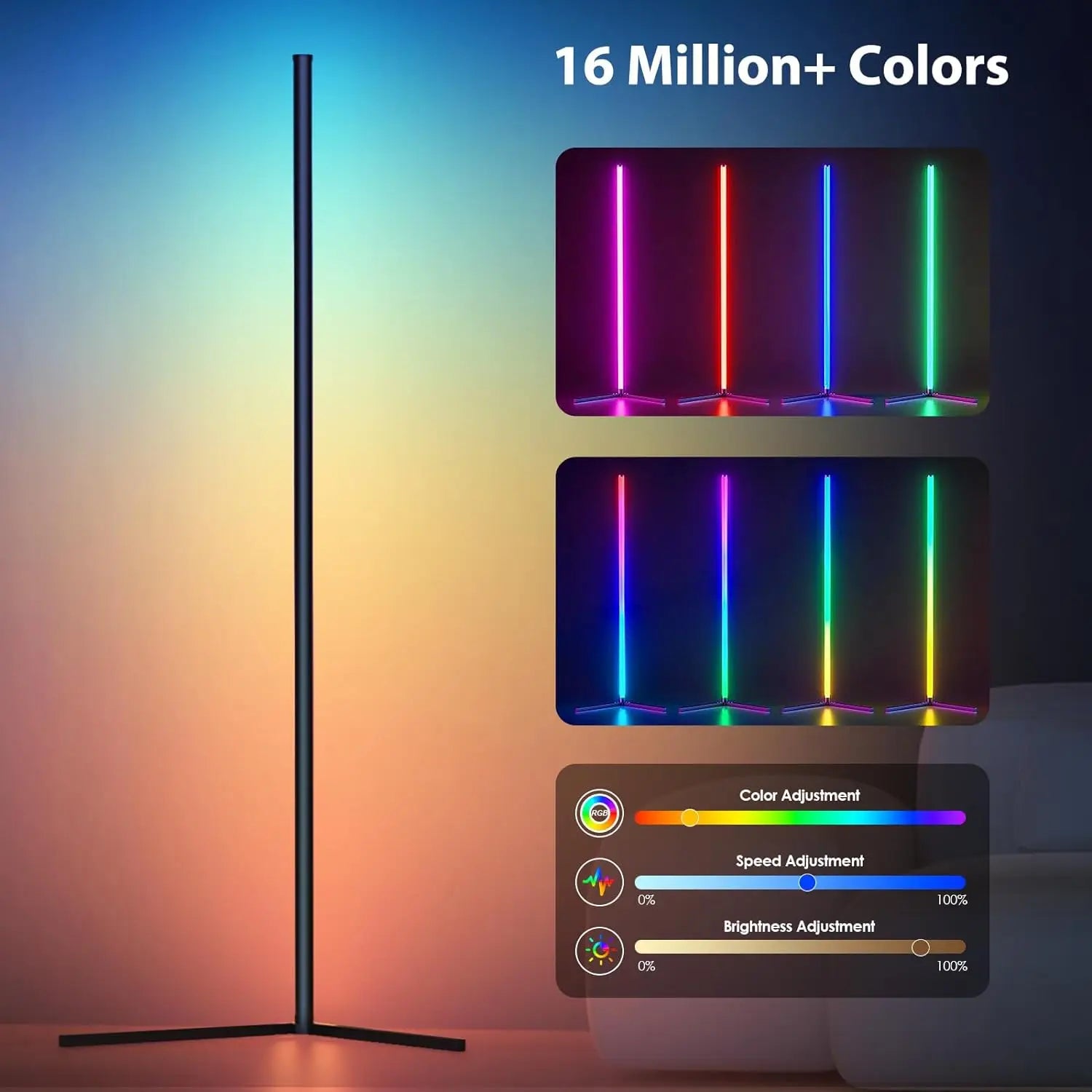 Smart RGB LED Hoek Vloerlamp met Afstandsbediening