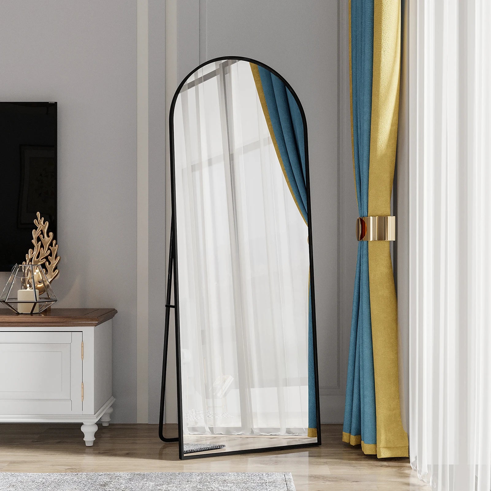 Full Body Staande Spiegel 162x53 cm - Gebogen Design