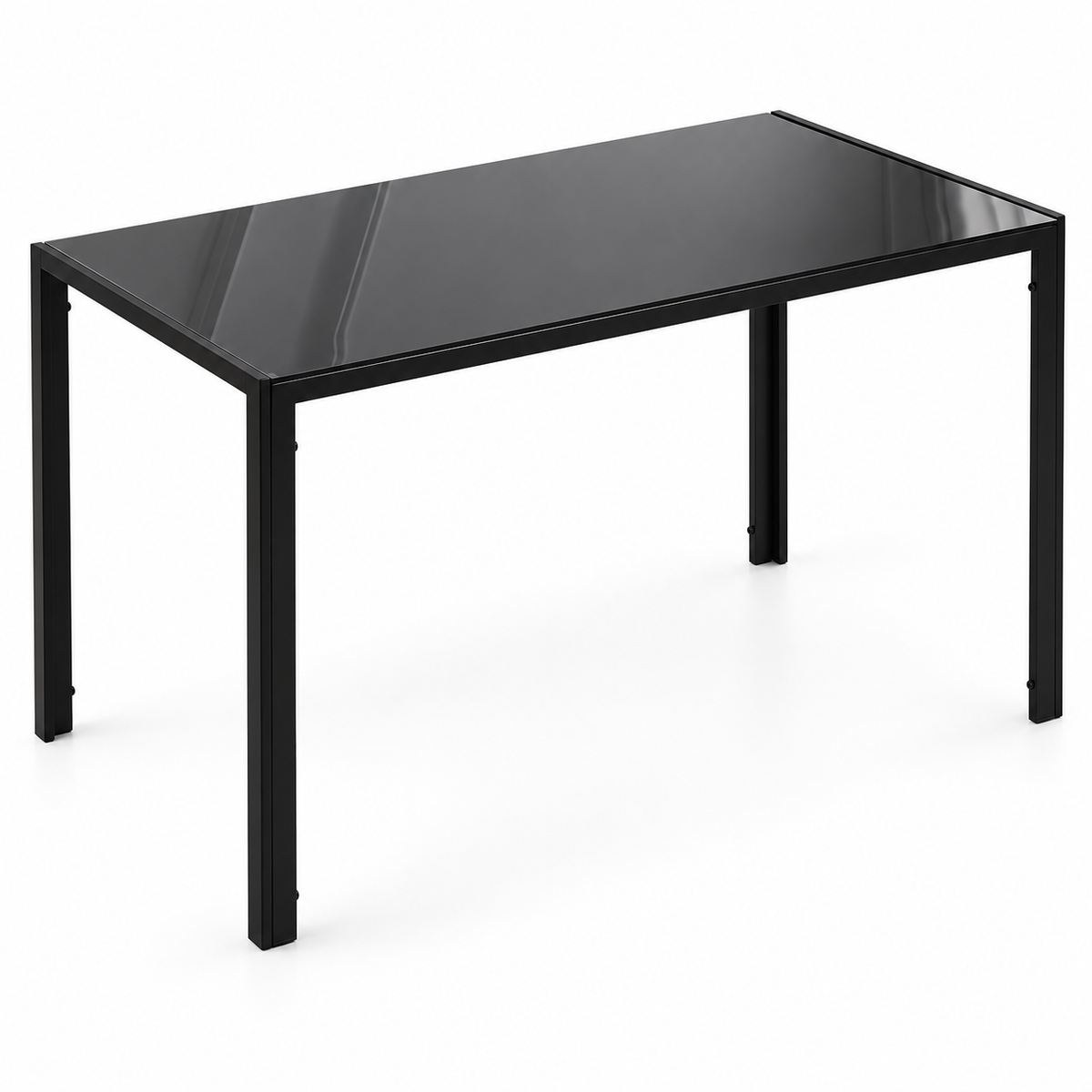 Eettafel Zwart – 120 x 60 x 75 cm – Gehard Glazen Tafelblad 6 mm – Metalen Frame – Keukentafel voor 4 Personen