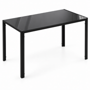 Eettafel Zwart – 120 x 60 x 75 cm – Gehard Glazen Tafelblad 6 mm – Metalen Frame – Keukentafel voor 4 Personen