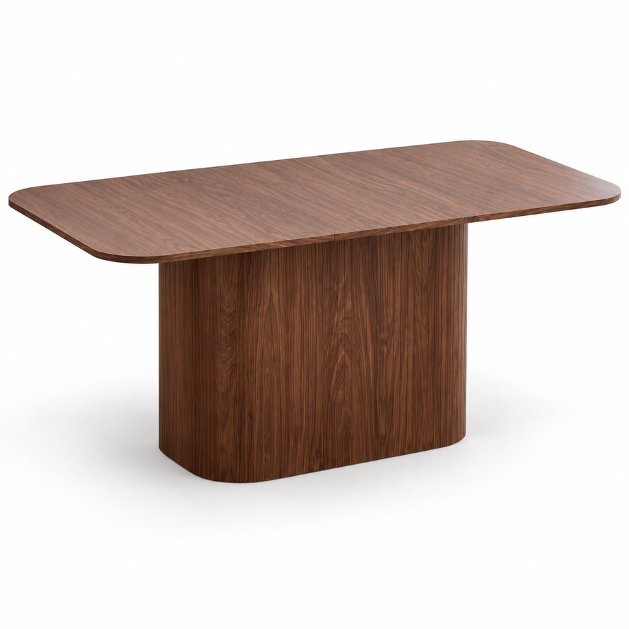 Eettafel 160 x 90 cm – Scandinavische Eettafel voor 4-6 Personen – Donker Houtlook – Afgeronde Hoeken – MDF – 75,5 cm Hoog