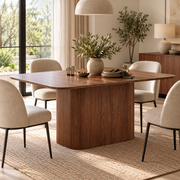 Eettafel 160 x 90 cm – Scandinavische Eettafel voor 4-6 Personen – Donker Houtlook – Afgeronde Hoeken – MDF – 75,5 cm Hoog