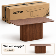 Eettafel 160 x 90 cm – Scandinavische Eettafel voor 4-6 Personen – Donker Houtlook – Afgeronde Hoeken – MDF – 75,5 cm Hoog