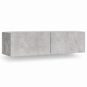 Zwevend TV-Meubel – Wandmontage – 120 x 30 x 30 cm – 2 Opbergvakken – Neerklapbare Deuren – Betonlook Grijs