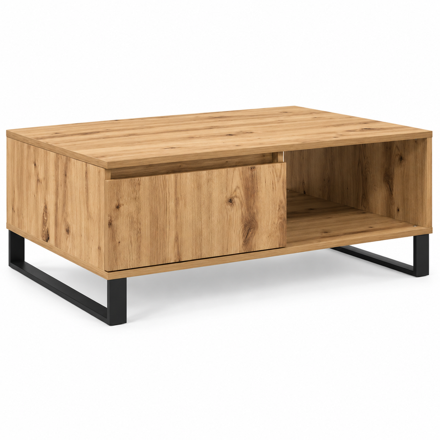 Salontafel 90 x 60 x 35 cm – Eikenlook – Metalen Poten