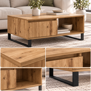 Salontafel 90 x 60 x 35 cm – Eikenlook – Metalen Poten
