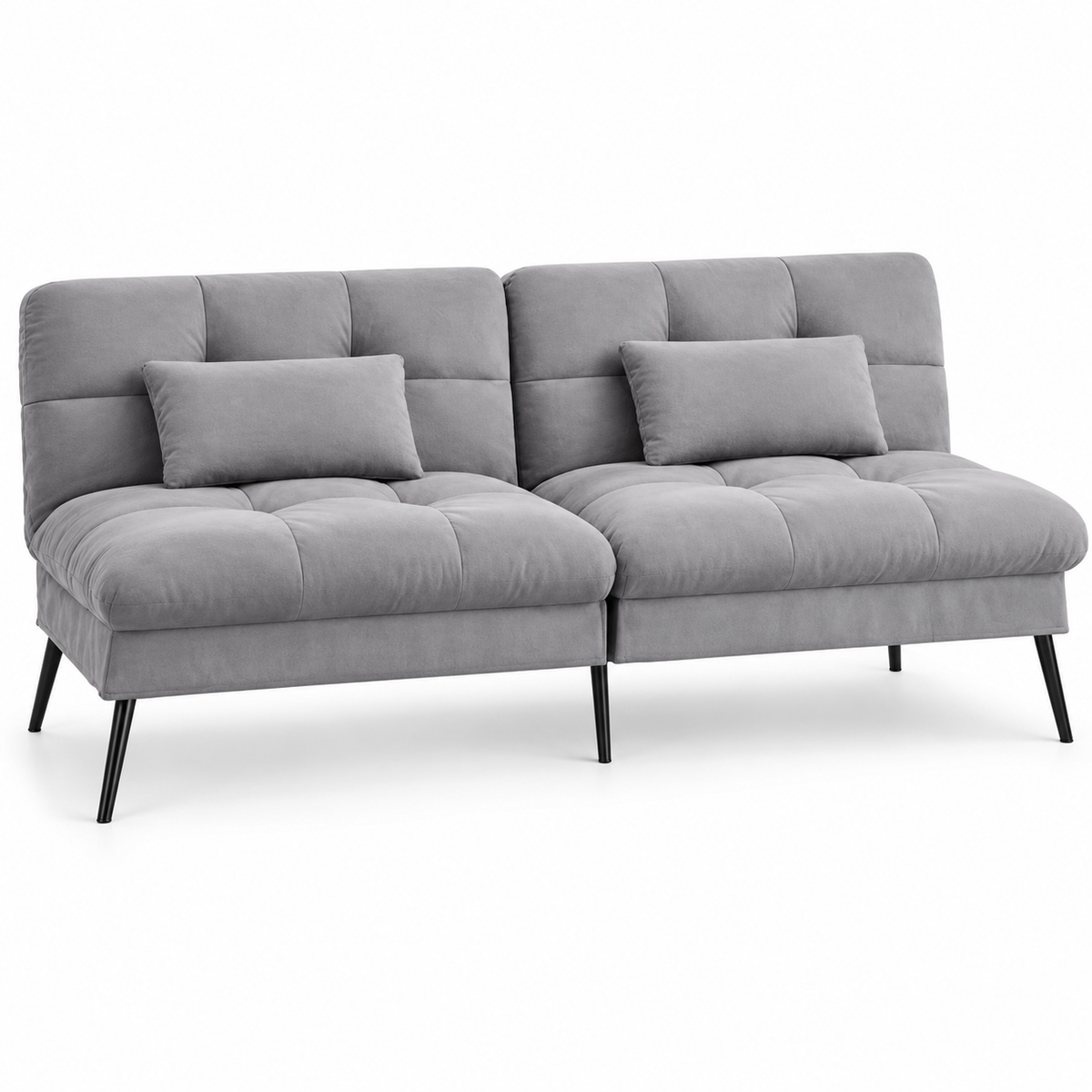 3-Zits Slaapbank met Verstelbare Rugleuning – 5 Standen – Uitneembare Hoes – Grijs – 174 cm