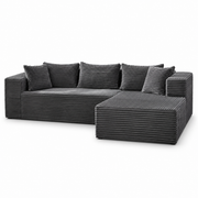 Modulaire L-vormige Hoekbank – Zachte Corduroy Stof – Diepe Zitting – Grijs – 269 cm