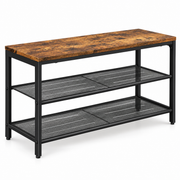 Schoenenbank met Schoenenrek – 80 cm – 2 Metalen Schoenplanken – Industrieel – Bruin/Zwart