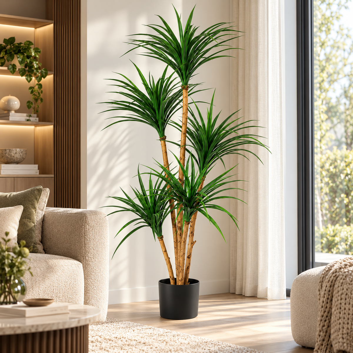 Kunstplant Dracaena 150 cm – Realistische Yucca Kunstboom – Verstelbare Bladeren