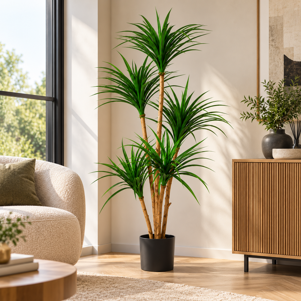 Kunstplant Dracaena 150 cm – Realistische Yucca Kunstboom – Verstelbare Bladeren