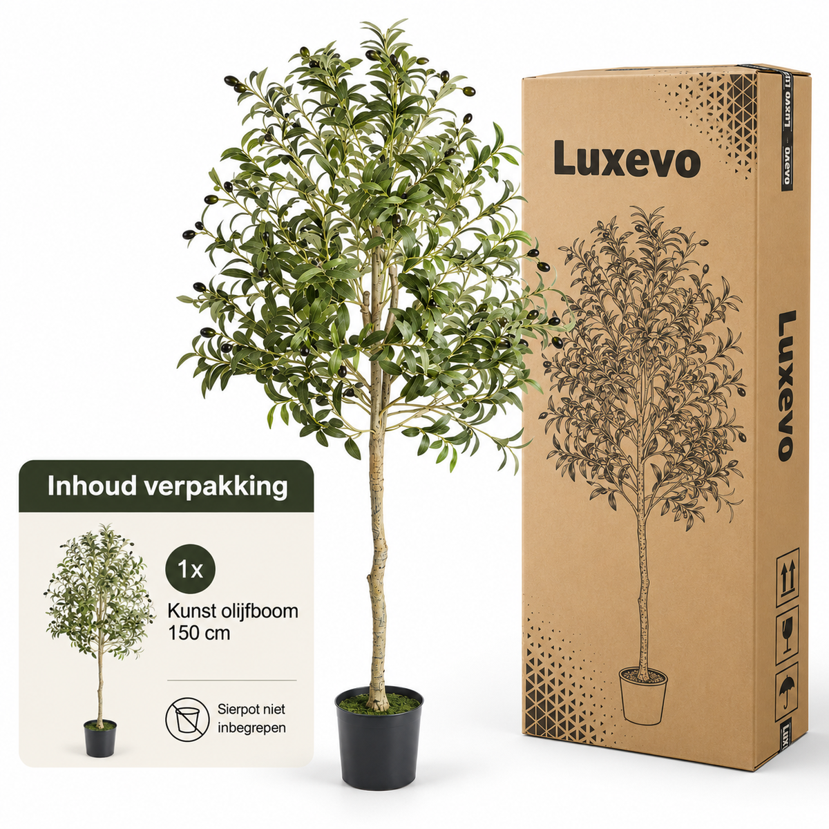 Kunst Olijfboom 150 cm – Kunstplant Olijfboom – Groen