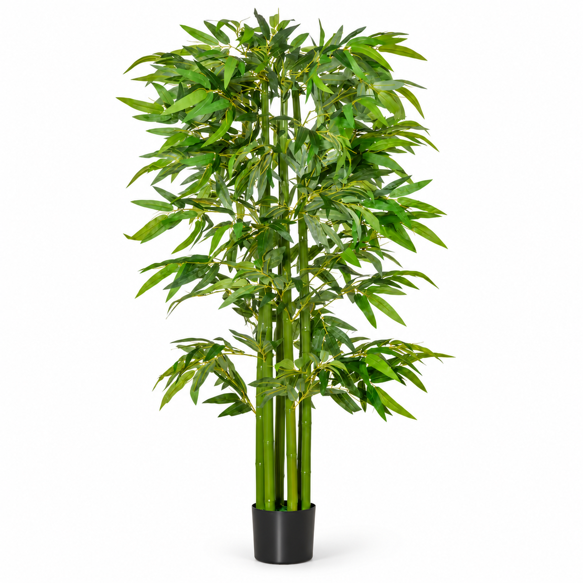 Kunstbamboe 160 cm – Kunstplant Bamboe – Realistische Bladeren – Zwarte Pot – Groen