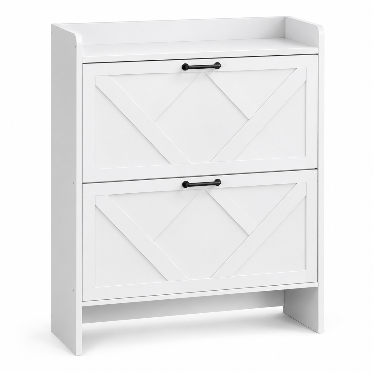 Schoenenkast – Schoenenopbergkast met 2 Klepvakken – Verstelbare Vakken – Smalle Schoenenkast – Wit – 80 x 23,6 x 102,1 cm