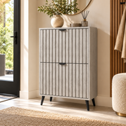Schoenenkast – 2 Kantelvakken – 6-12 Paar Schoenen – 60 x 24 x 94 cm – Smalle Schoenenopbergkast – Verstelbare Vakken – Grijs