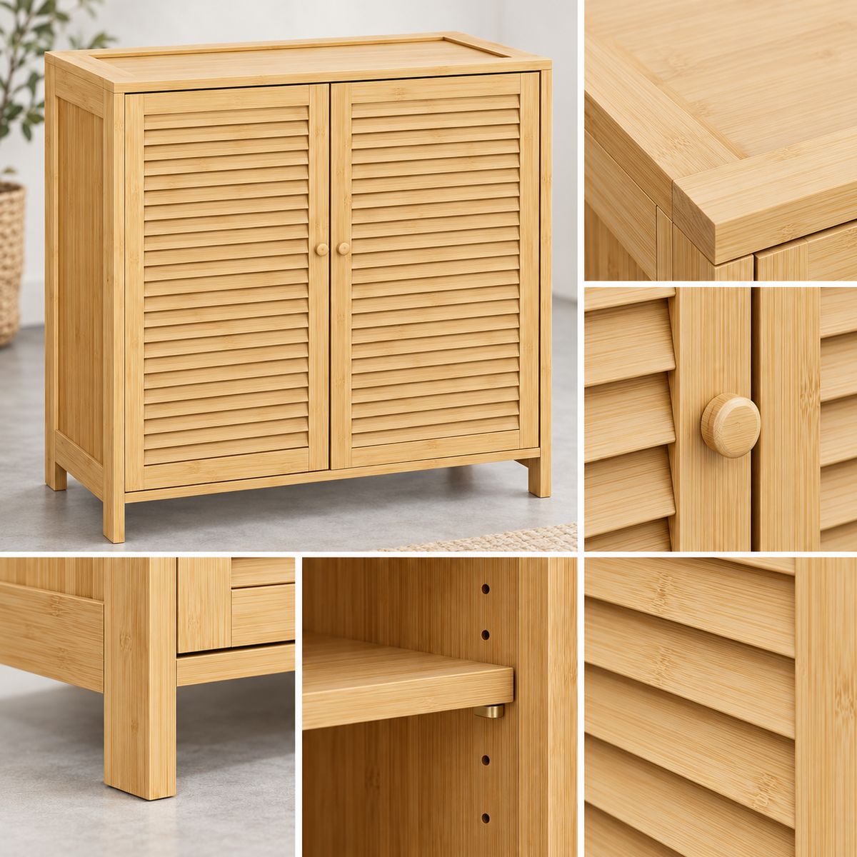 Bamboe Schoenenkast – 14 Paar – 80 x 35 x 80 cm – Verstelbare Planken – Naturel