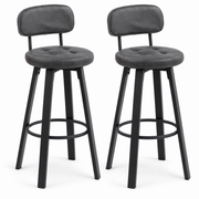 Barkrukken Set van 2 – Kunstleer – 360° Draaibaar – Met Rugleuning & Voetsteun – Zithoogte 76,5 cm – Donkergrijs