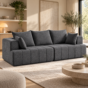 3-Zits Bank Donkergrijs – Chenille – 248 cm – Framevrij – Pocketvering & High-Density Schuim – Diepe Zit – 360 kg Draagvermogen