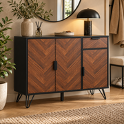 Opbergkast – Dressoir met 3 Kastdeuren en Lade – Verstelbare Planken – Houteffect & Zwart – 90 x 30 x 71,5 cm