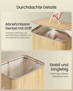 Wasmand met Deksel 90L - Bamboe Opvouwbare Wasmand