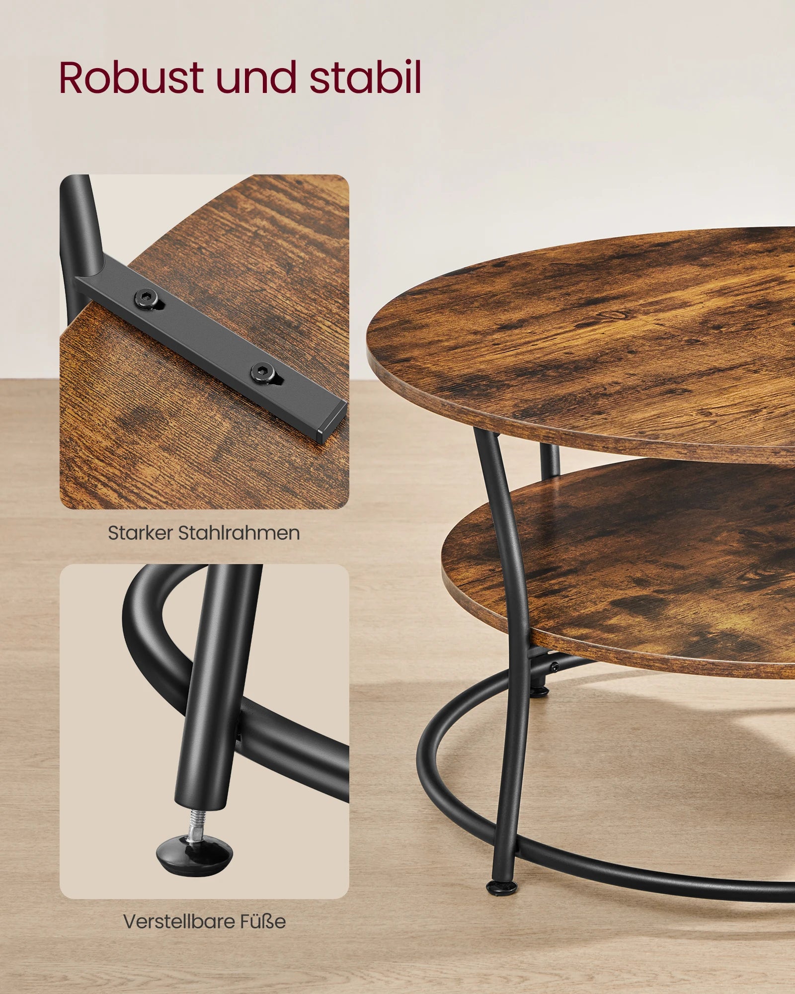 Ronde Salontafel met Plank - Industrieel Metaal Design