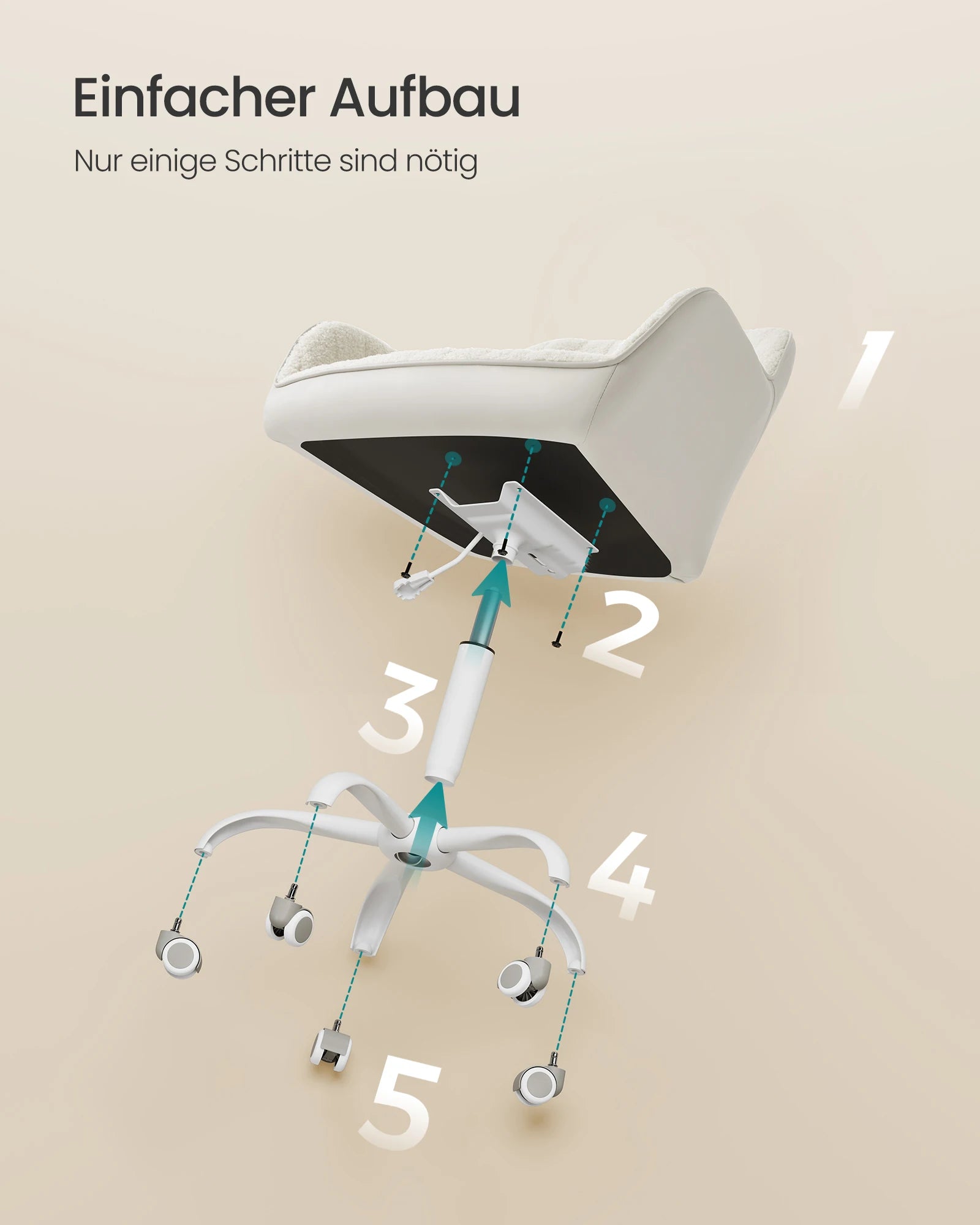 Bureaustoel Swivel - Sherpa Bekleding - Verstelbaar
