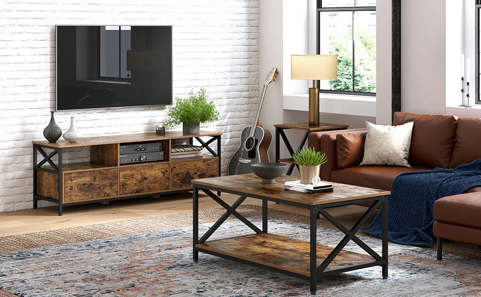 TV Meubel 147 cm met 3 Lades - Stalen Frame Lowboard