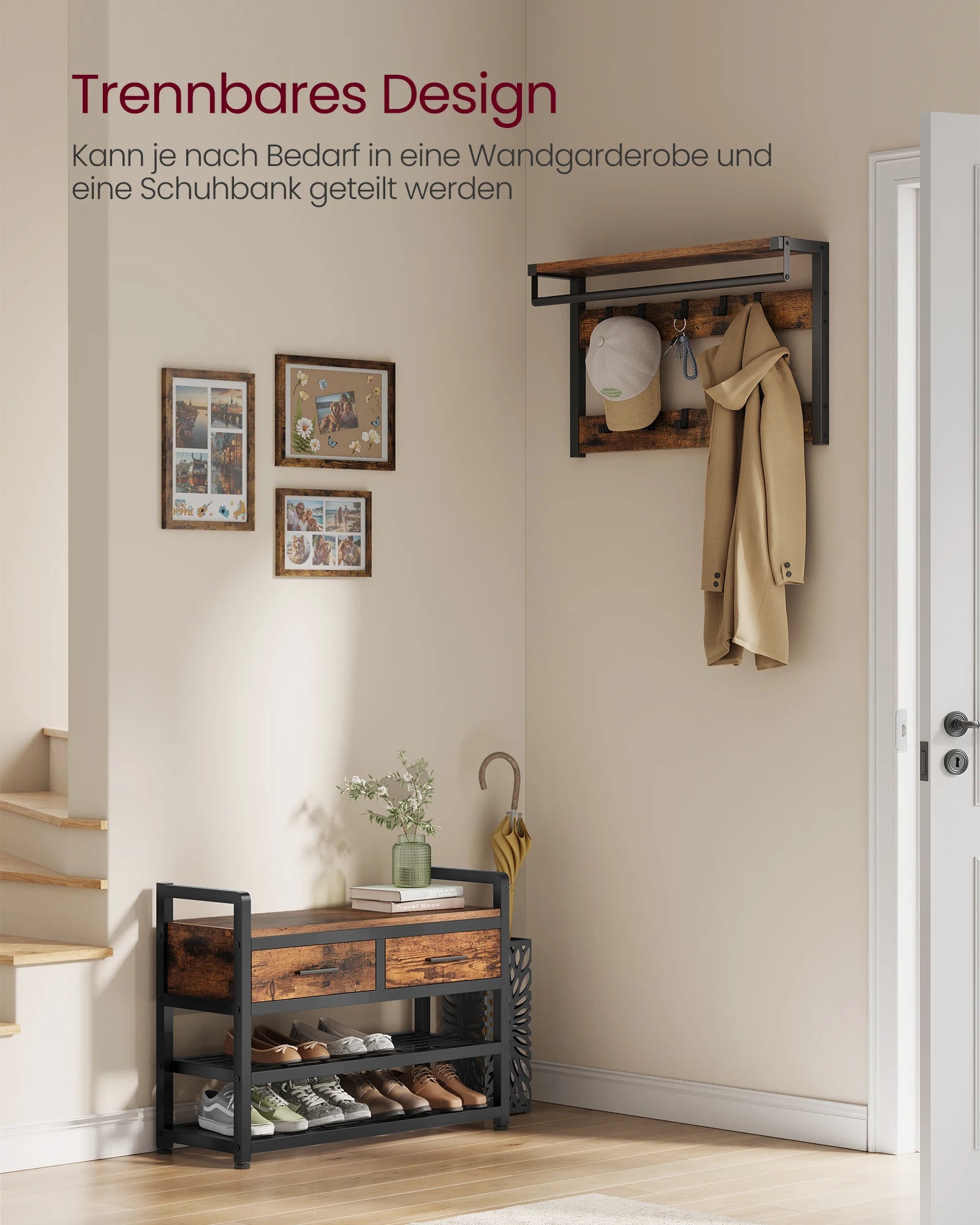 Kapstok Met Schoenenbank - Halmeubel