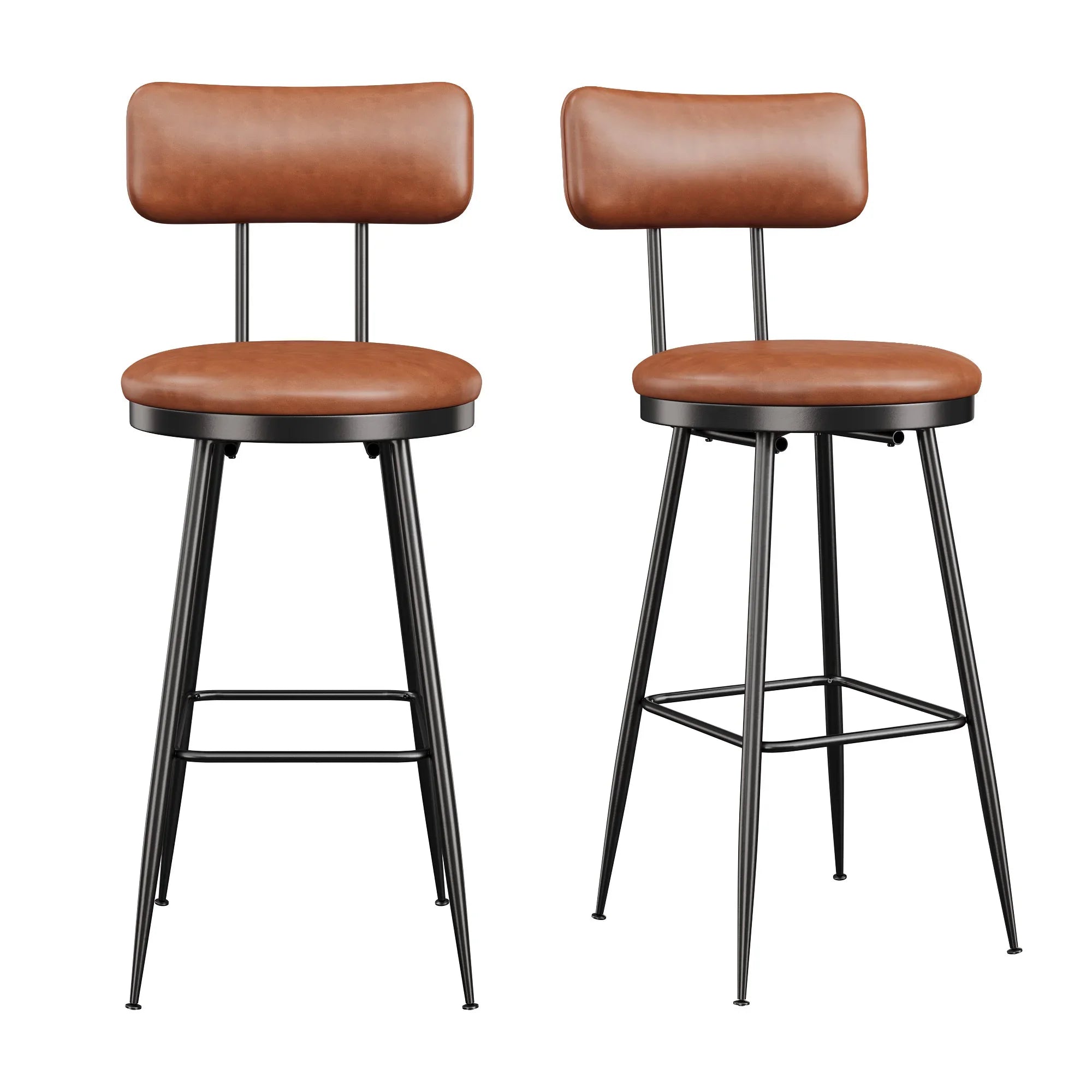 360° Draaibare Barkruk Set Van 2 - Rugleuning - Faux Leather