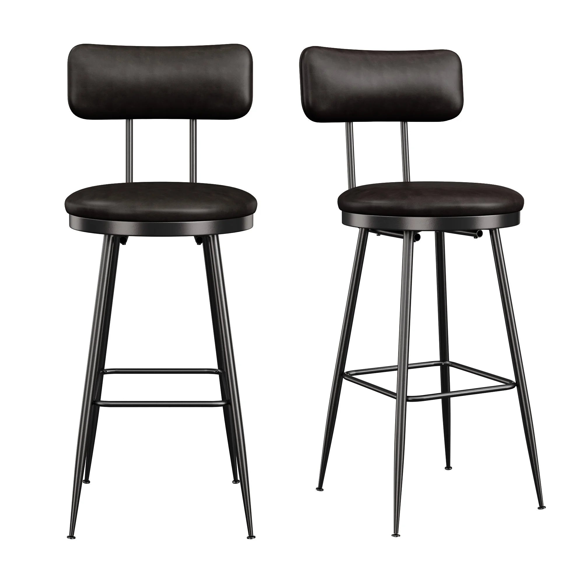 360° Draaibare Barkruk Set Van 2 - Rugleuning - Faux Leather