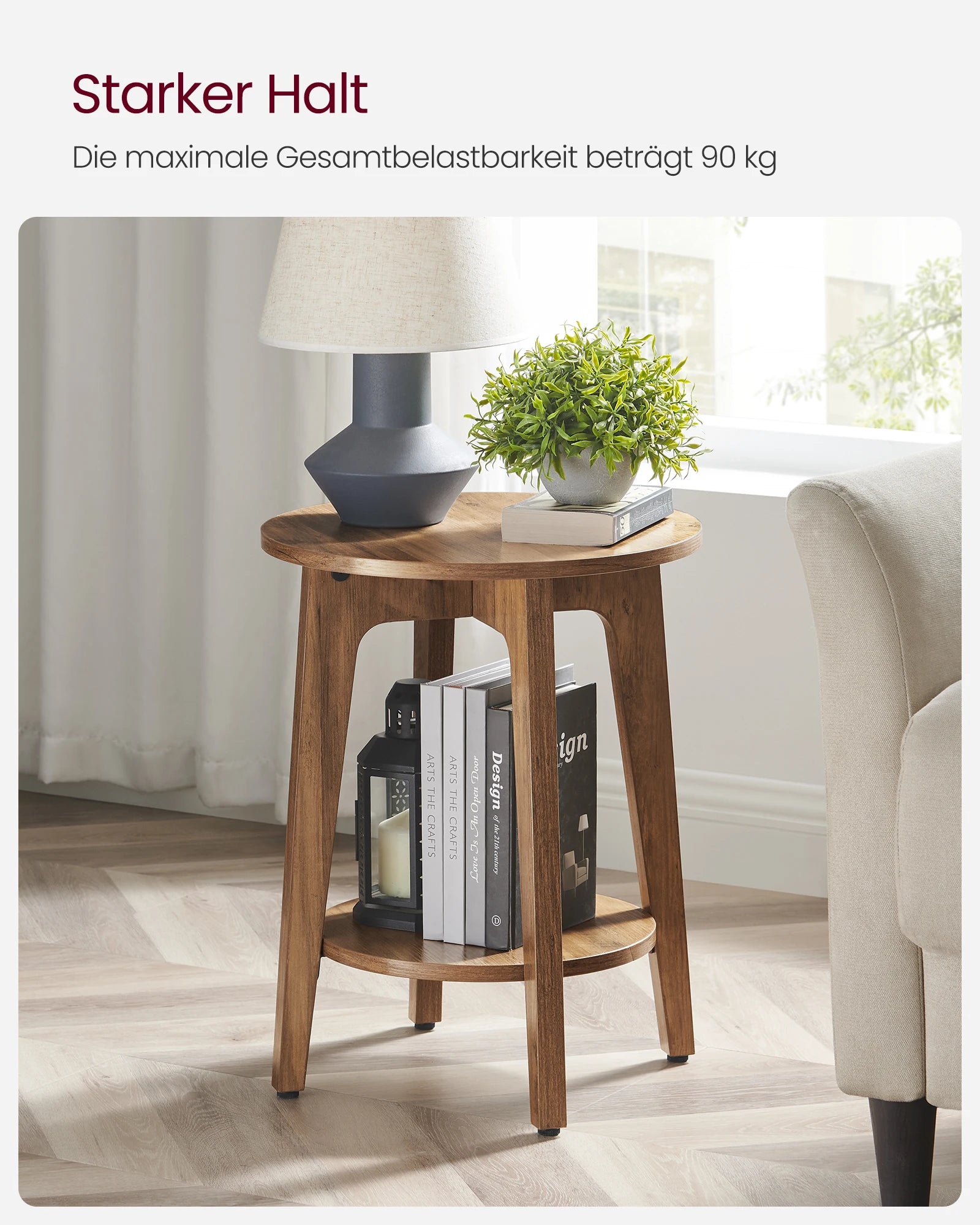Ronde Bijzettafel met Onderplank - Modern Nachtkastje