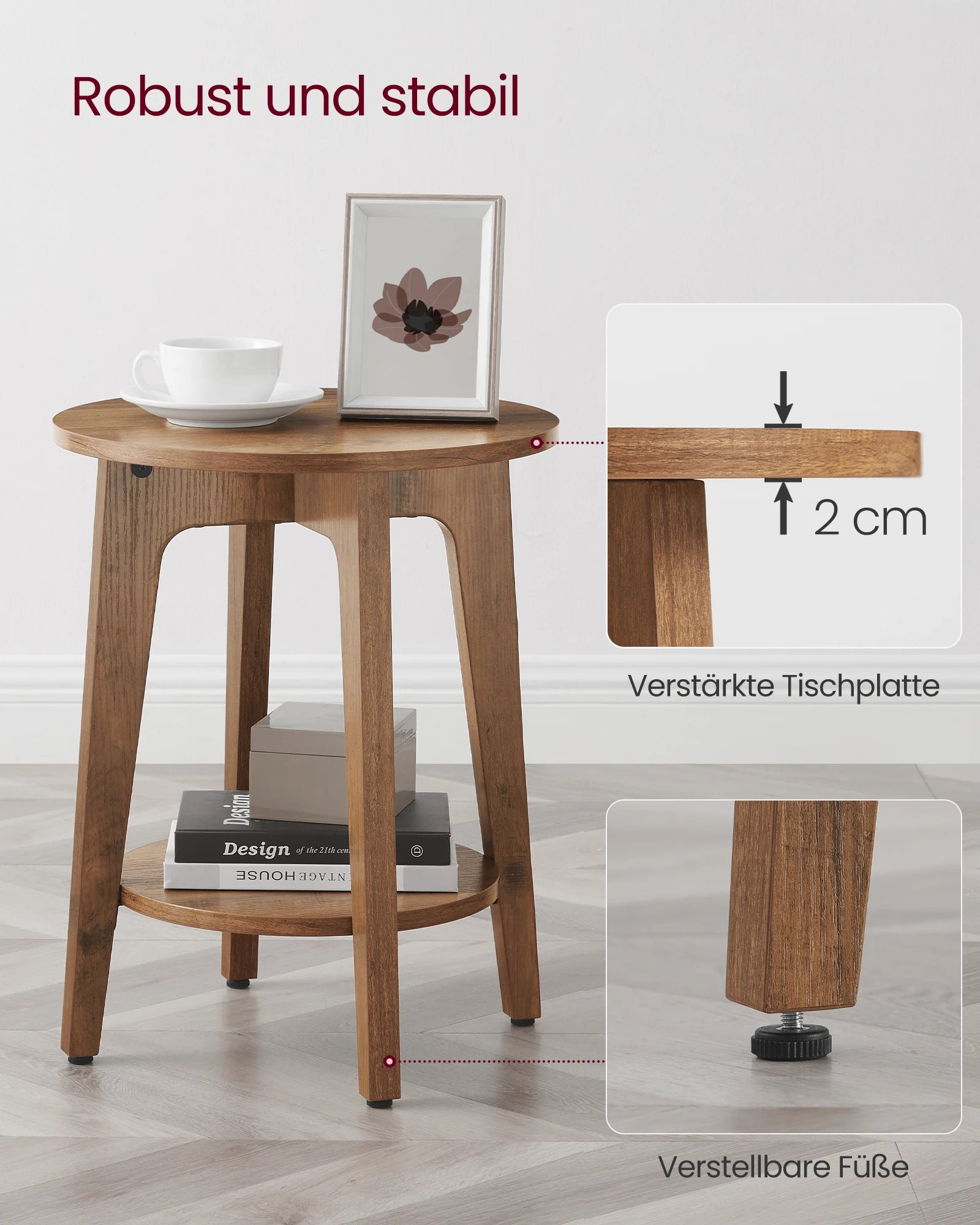 Ronde Bijzettafel met Onderplank - Modern Nachtkastje