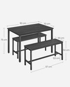 Eetkamertafel Set met 2 Banken 110x70x75 cm