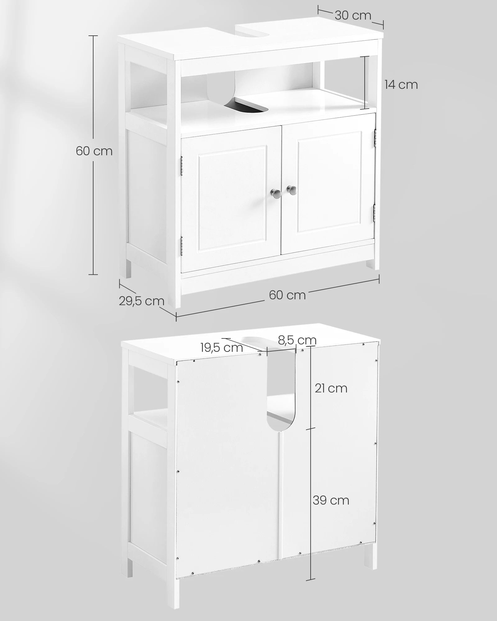 Badkamerkast Onder Wastafel 30x60x60 Cm