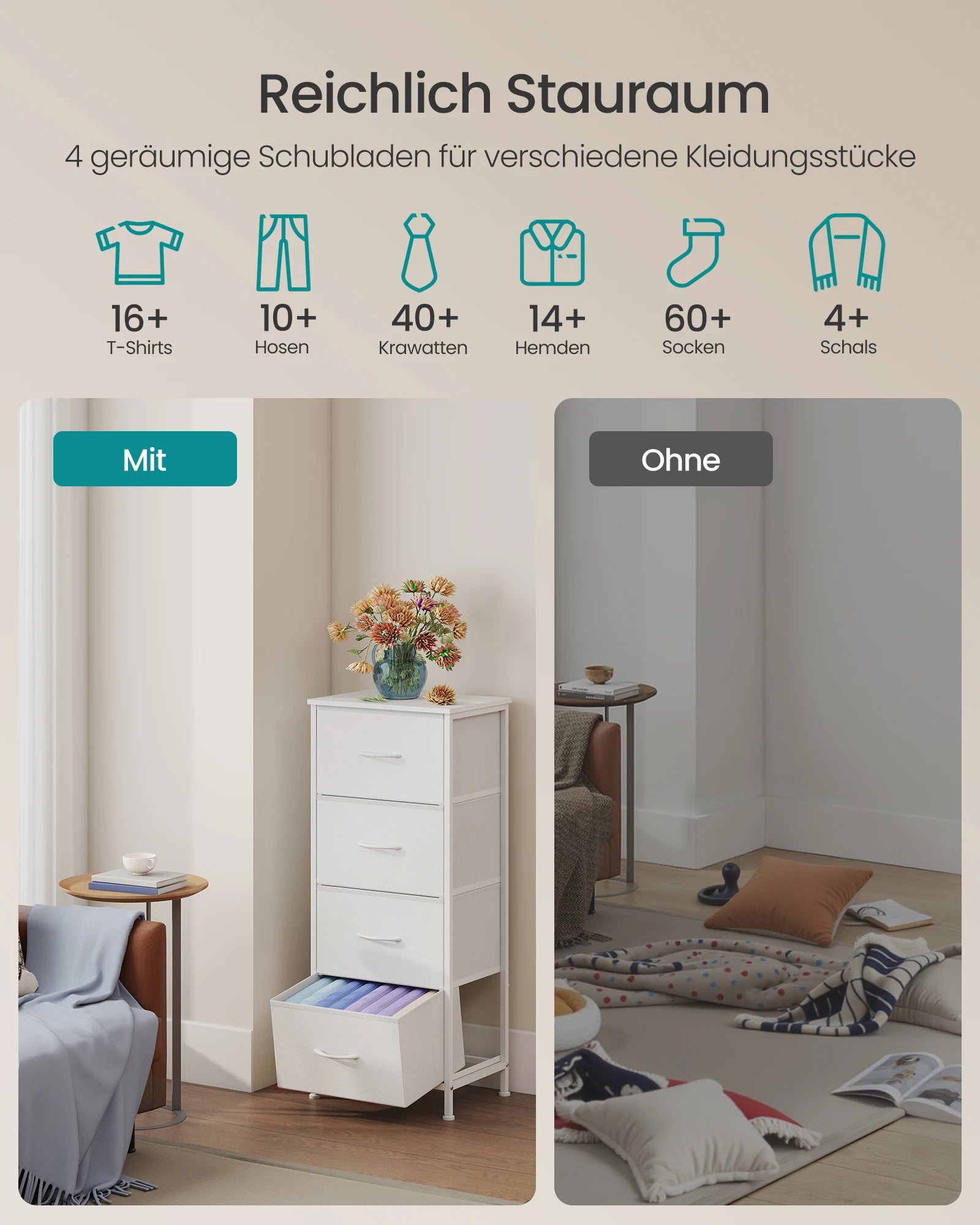 Kledingkast Met 4 Lades - Industrieel Design