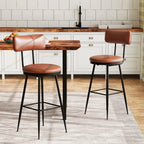 360° Draaibare Barkruk Set Van 2 - Rugleuning - Faux Leather