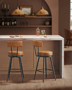 Set Van 2 Draaibare Barkrukken Met Rugleuning - Faux Leather
