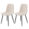 Eetkamerstoelen Set van 2 - Crème Wit Metalen Poten