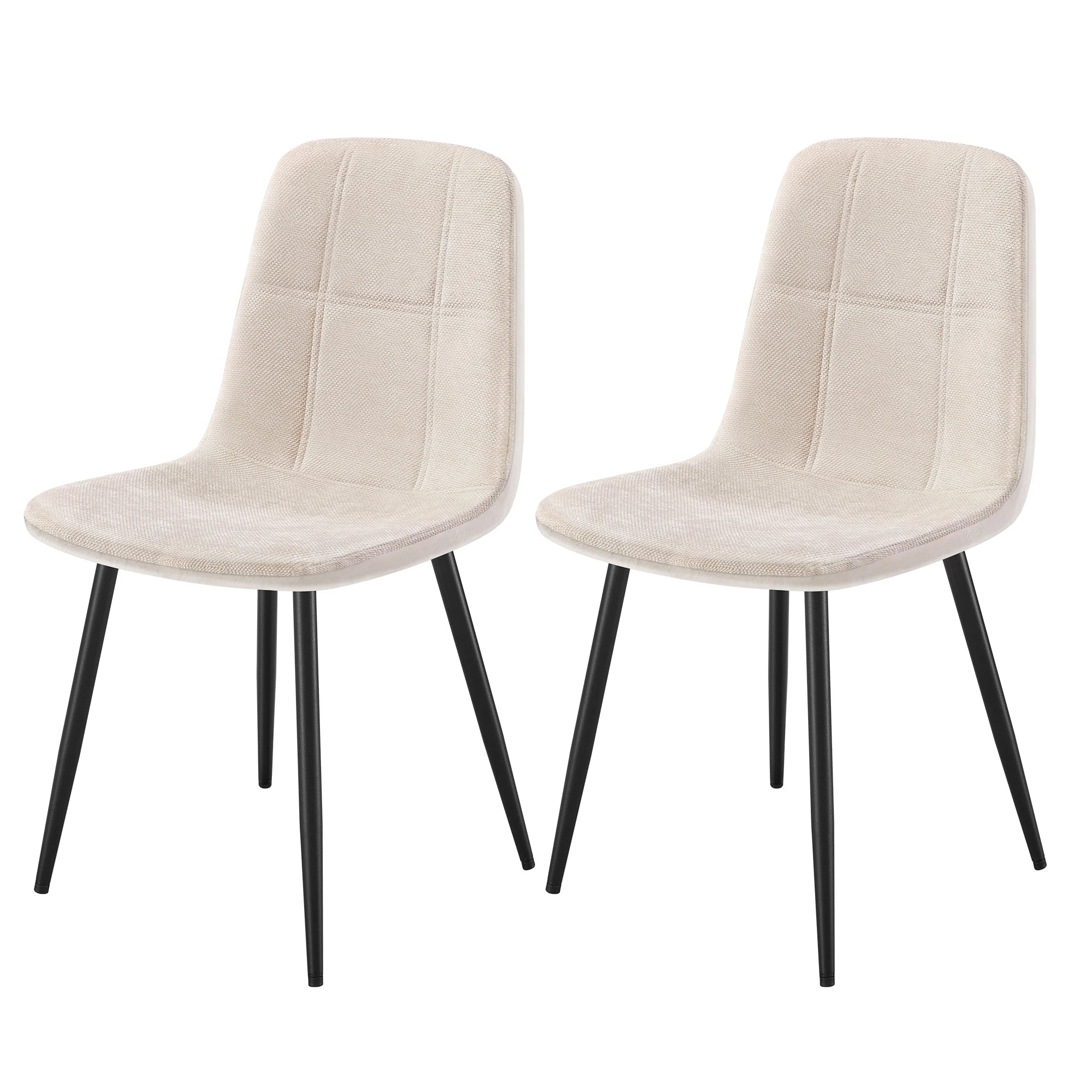 Eetkamerstoelen Set van 2 - Crème Wit Metalen Poten