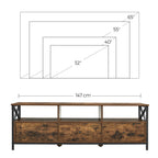 TV Meubel 147 cm met 3 Lades - Stalen Frame Lowboard
