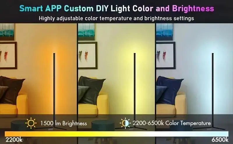 Smart RGB LED Hoek Vloerlamp met Afstandsbediening