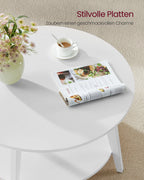 Ronde Salontafel 2-Laags 80 cm - Wit Woonkamer Tafel