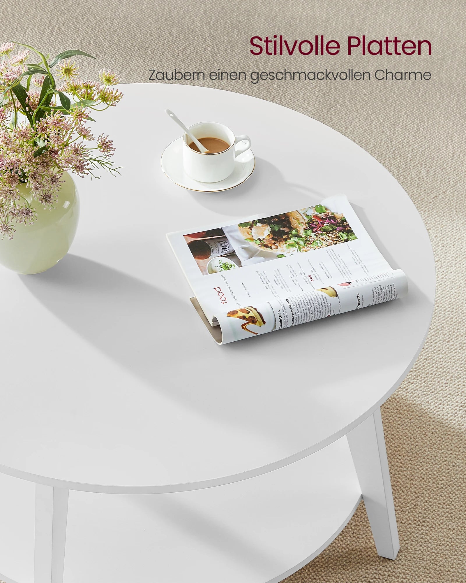 Ronde Salontafel 2-Laags 80 cm - Wit Woonkamer Tafel