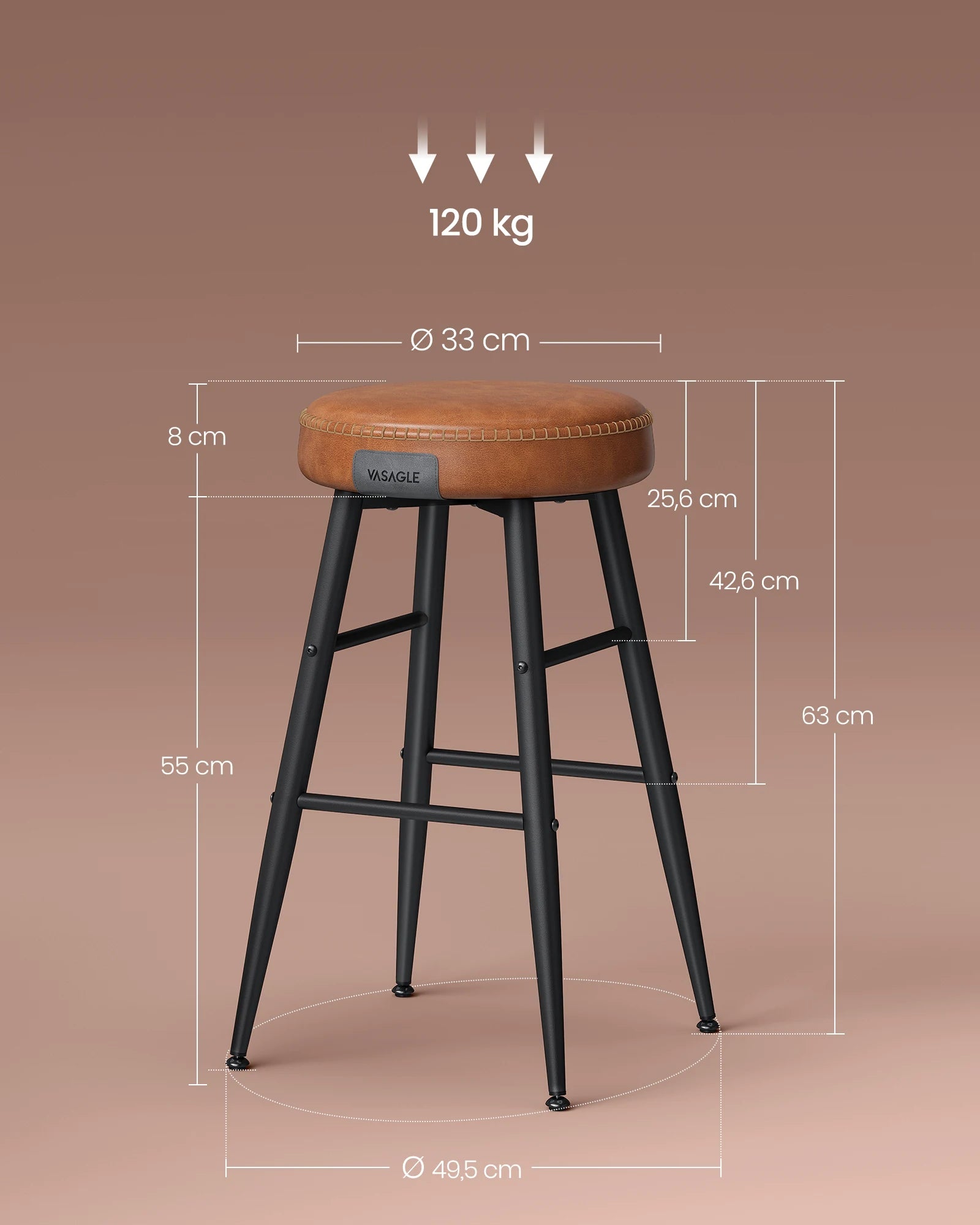Barkruk Set van 2 - Kunstleer, 120kg Draagkracht, Hoog