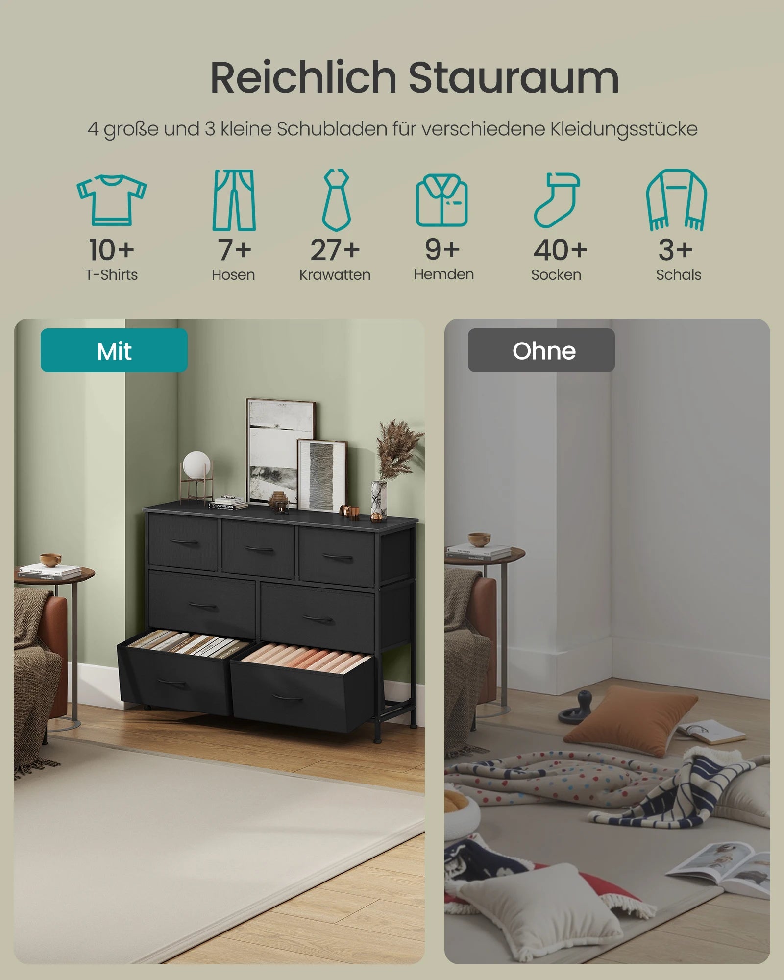 Kledingkast Met 7 Lades - Opbergkast Slaapkamer