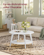 Ronde Salontafel 2-Laags 80 cm - Wit Woonkamer Tafel