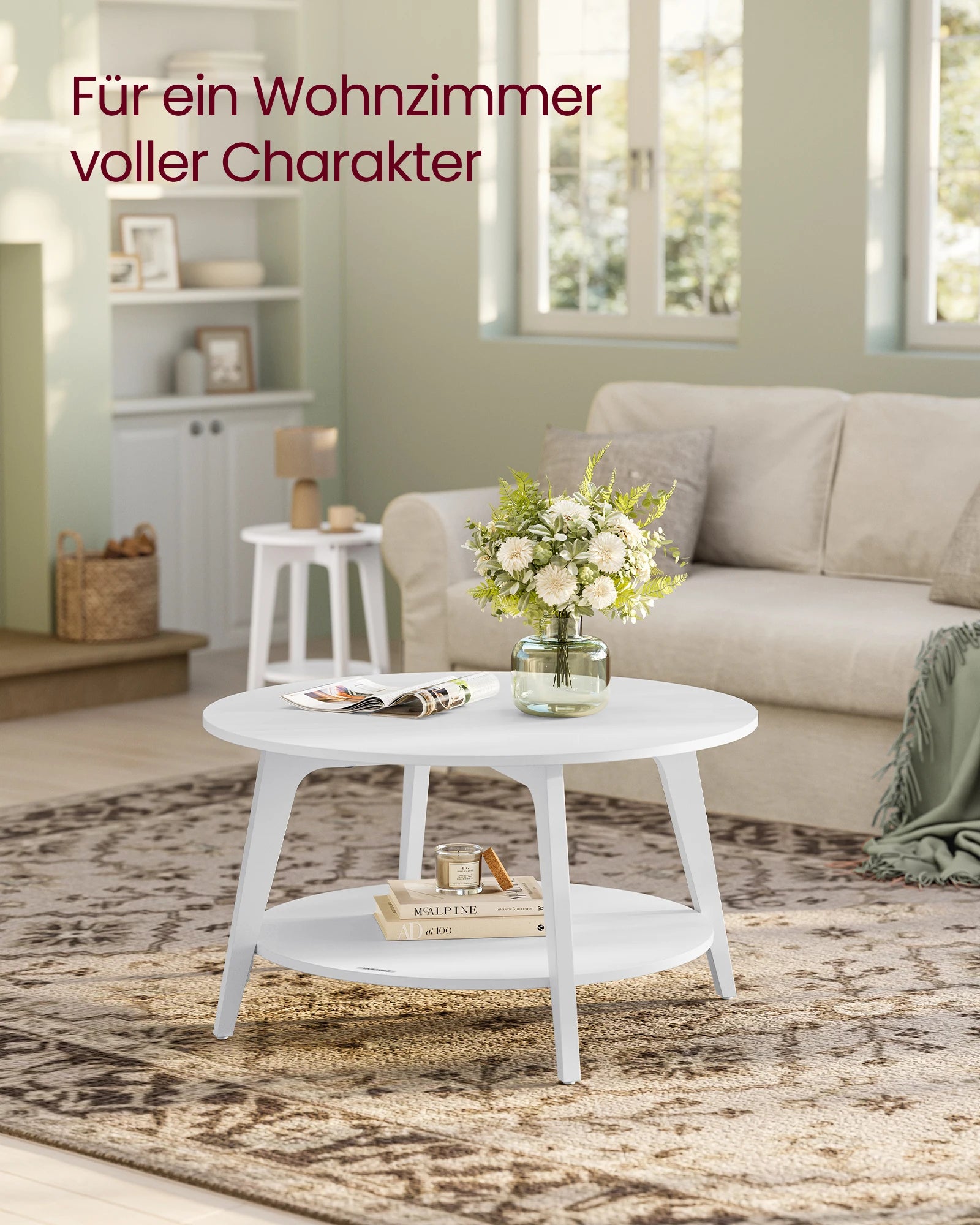 Ronde Salontafel 2-Laags 80 cm - Wit Woonkamer Tafel