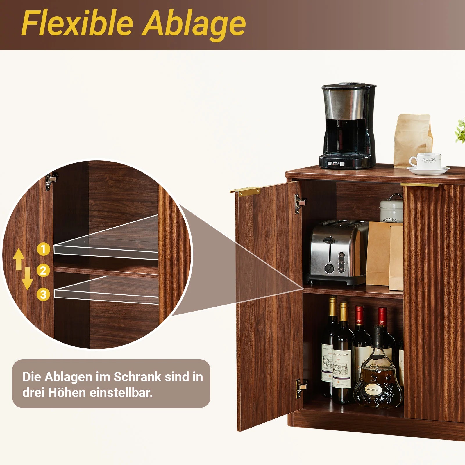 Sideboard Modern - Verstelbare Planken - 120x40x76 Cm